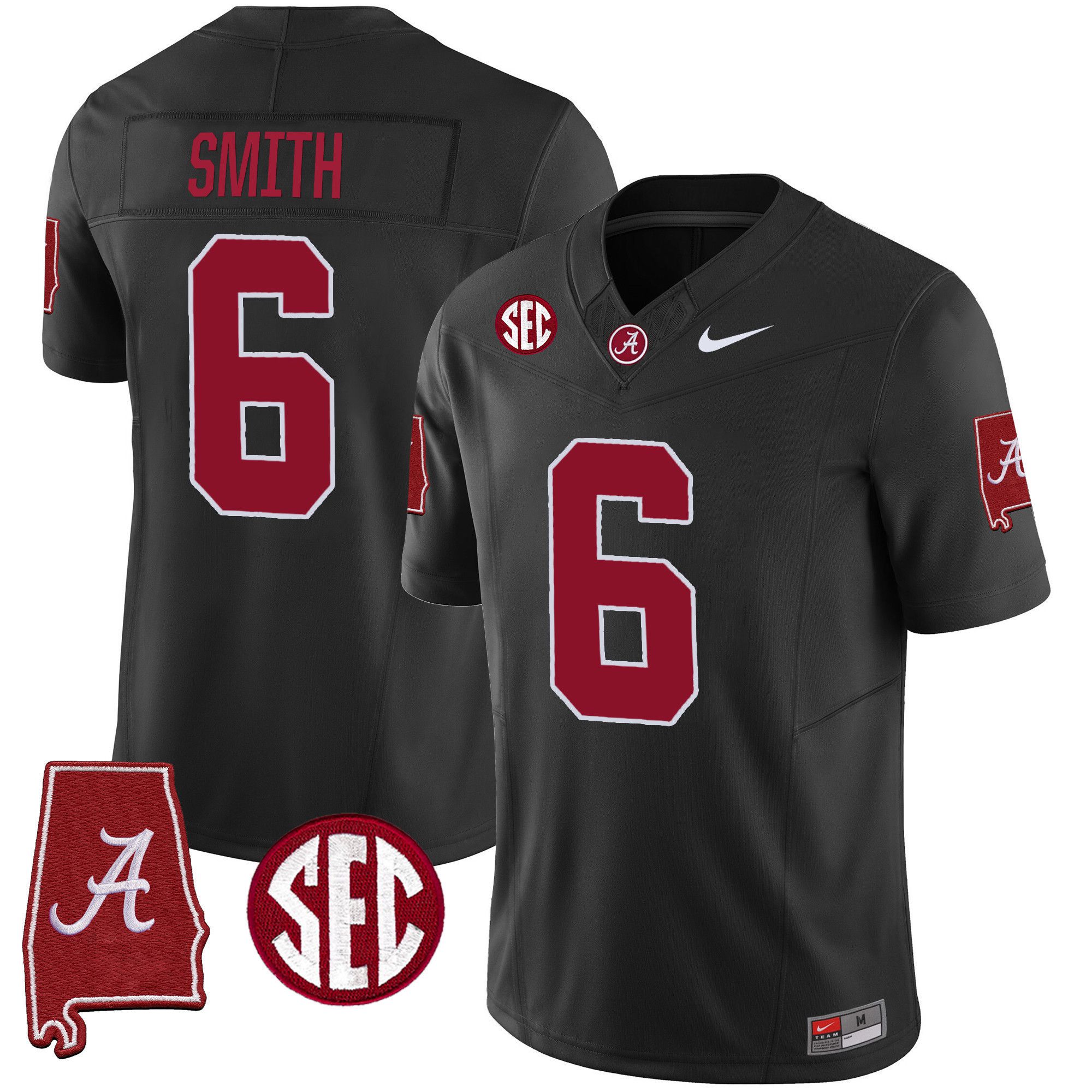 Men Alabama Crimson Tide #6 Smith Black 2024 Nike Vapor Limited NCAA Jersey